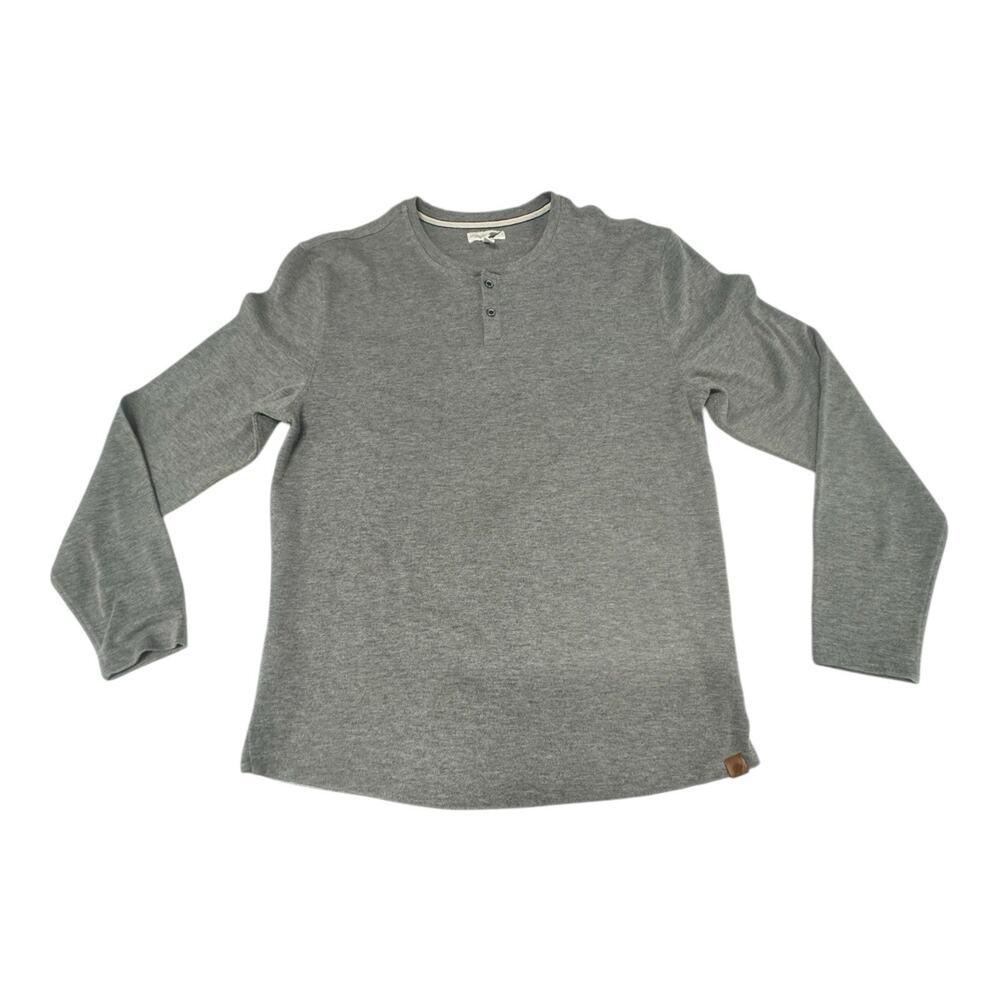 FUNDAMENTAL COAST Men's Medium Henley Los Angeles Gray Long Sleeve Soft Shirt